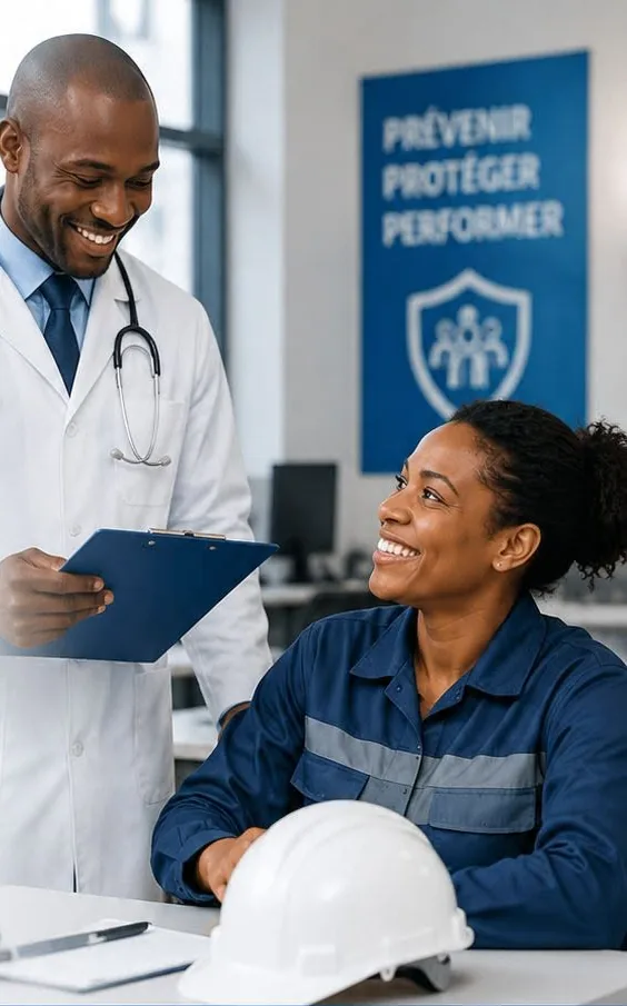 Un médecin du travail échange avec une collaboratrice lors d’une consultation